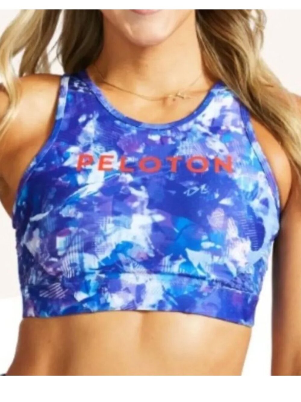 Peloton x WITH Blue Moves High Neck Sports Bra Blue Large L Activewear